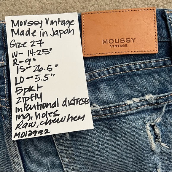 MOUSSY VINTAGE Ridgewood Ripped Crop Skinny Jeans Japanese Denim in Medium Blue - Picture 11 of 12